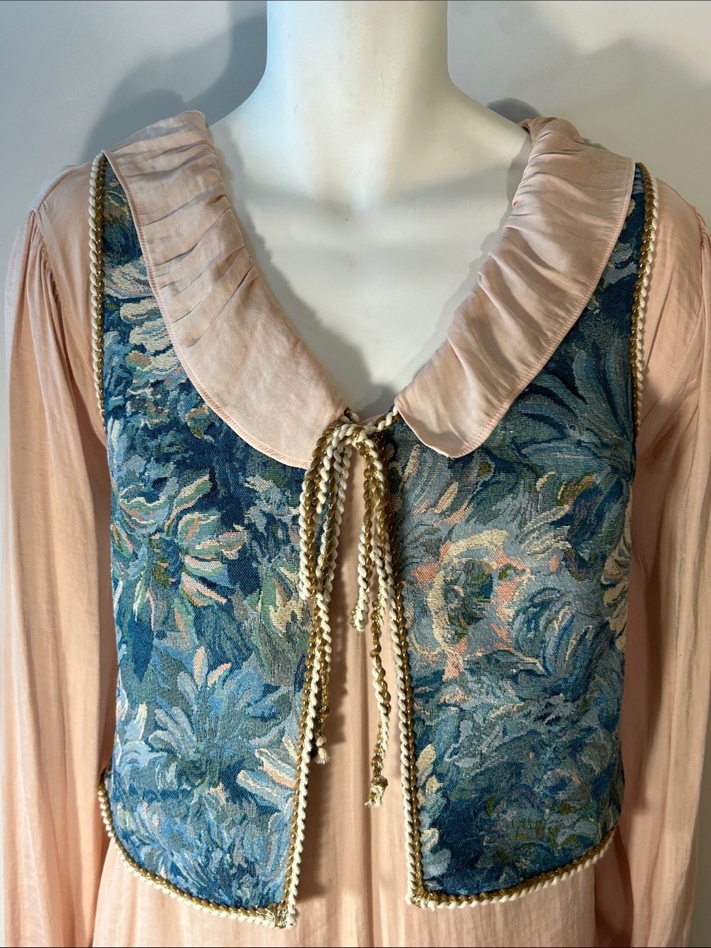 Peach Blush Ruffled Collar Vest Jacket - Women